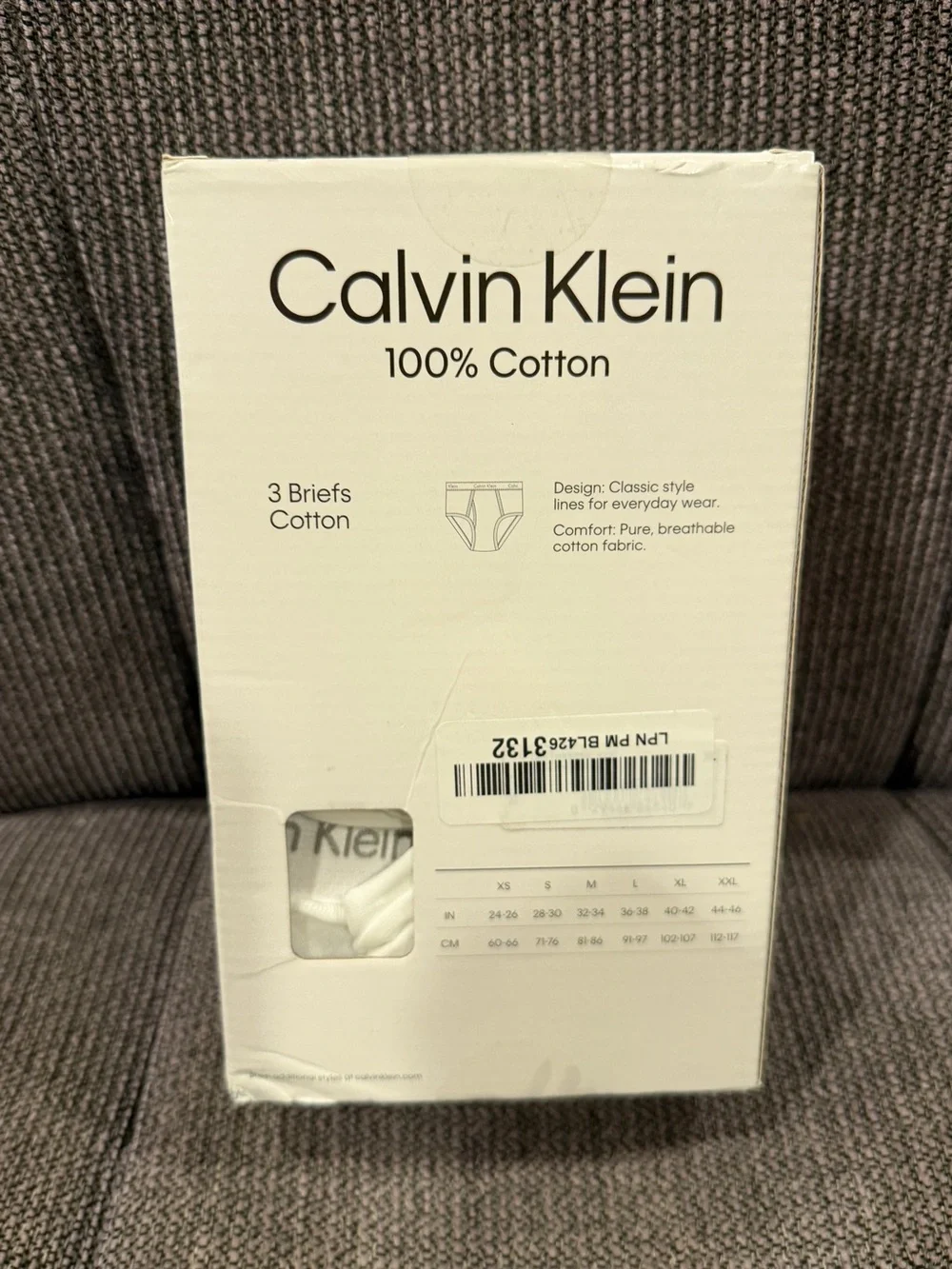 Calvin Klein Size XL White‎ 100% Cotton Men’s Classic Fit Briefs - 3 Pack